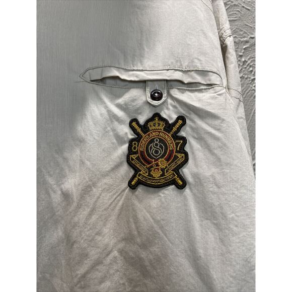 Eight 732 Mens Button Down Shirt Pinstripes Riders Runners Patch Utility Sz 4XL - Picture 3 of 6